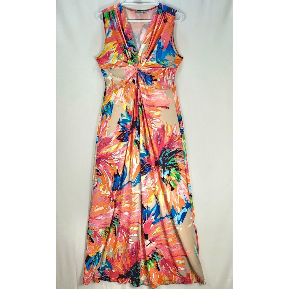 Floral Twist-Front Maxi Dress in Peach Multi